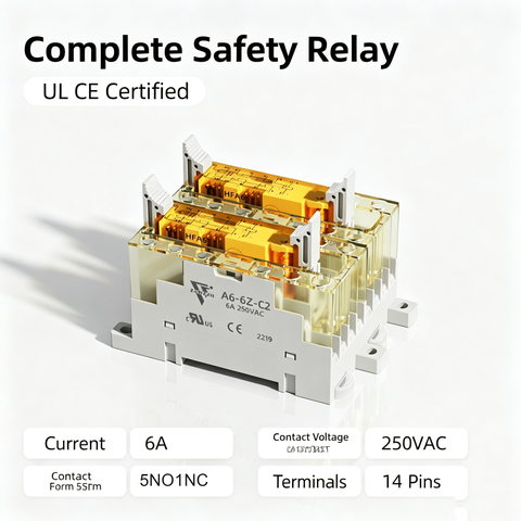 Mandatory guided contact elevator multi contact safety relay base Safety relay HFA6 HFA4