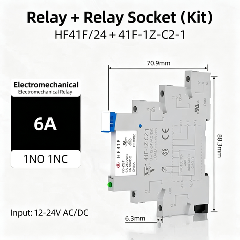 6.25mm Ultra-Thin Intermediate Relay Hongfa 41F-1Z-C5-1A Thin-Film Terminal Solid-State Module Group 24V