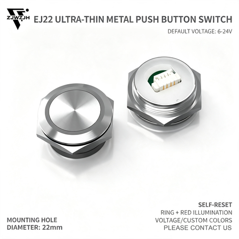 22mm ultra-thin metal push button switch momentary reset switch