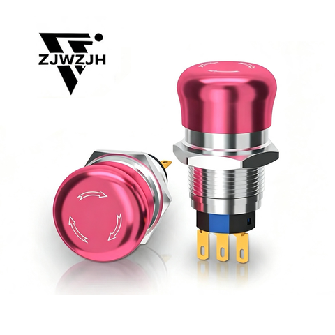 16/19/22mm metal emergency stop switch Latching Emergency Stop Push Button Switch SPDT Mushroom Stianless Steel 304 5Amp 5V- 250V DC/AC Normally Open, Normally Closed