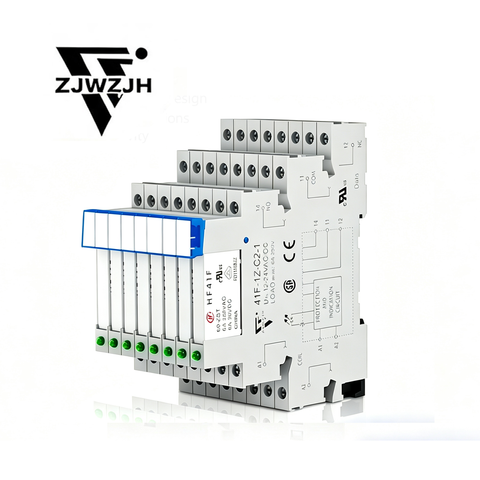 6mm slim relay high sensitivity Miniature Electromagnetic Relay 24V Coil DC/AC; Signal for PLC; HF41F/24-ZS 1NO 1NC 6Amp SPDT with Jumper, Separator, Din Rail Relay 24V