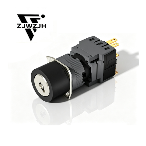 16MM Key switch 2positions/3positions momentary latching Position Rotary Key Switch  Latching Keylock Switch, 5A 5V‑250V, Keys Removable Only at Middle Off