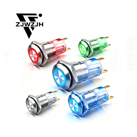 16mm LED Push Button Switch Momentary  , latching IP67 Waterproof Momentary Anti-Vandal Metal Switch for Car Boat Marine Automotive (White Ring Illuminated)