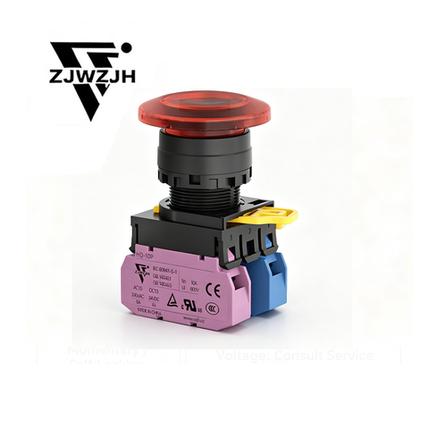 22mm mushroom push button switch waterproof power start short contact 10A Self-Reset Start Stop Button for Industrial Automation Control Panels