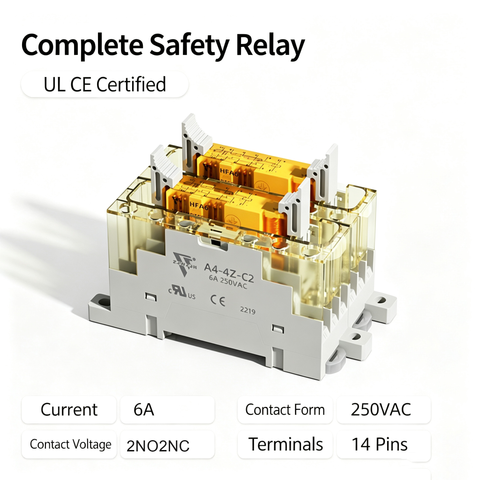 Mandatory guided contact elevator multi contact safety relay base Safety relay HFA6 HFA4
