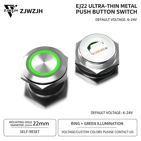 22mm ultra-thin metal push button switch momentary reset switch