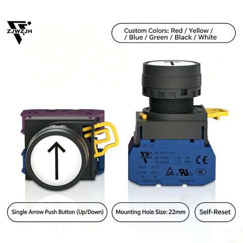 22mm Arrow Button Switch Waterproof, Dustproof, Self healing HQ Plastic Flat Head Squeezing Start Power Switch