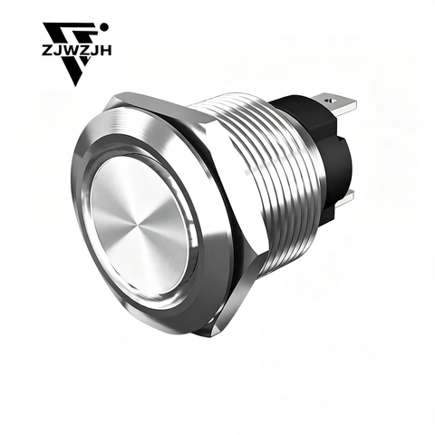 16mm metal push button switch 15Amp 16mm Latching Push Button Switch 12V-24VDC IP67 Waterproof; SPST 1NO, with LED Angel Eye Light; Stainless Steel 304 Power Button