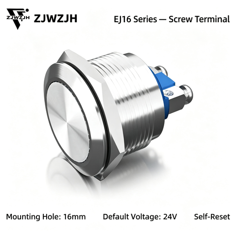 16mm led push button switch screw contact pins one normally open
