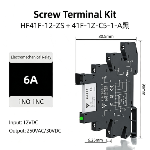 6.25mm Ultra-Thin Intermediate Relay Hongfa 41F-1Z-C5-1A Thin-Film Terminal Solid-State Module Group 24V