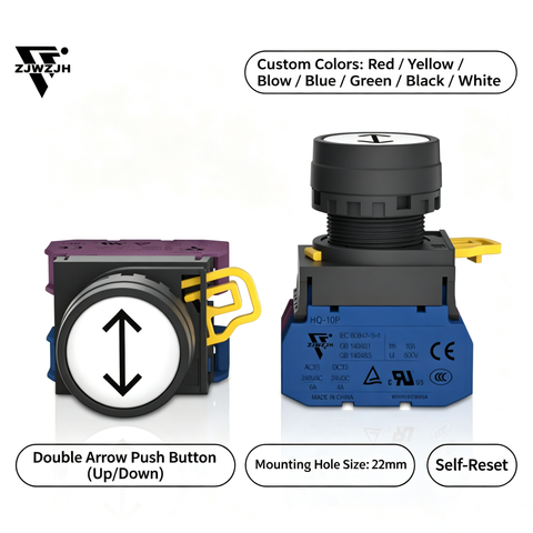 22mm Arrow Button Switch Waterproof, Dustproof, Self healing HQ Plastic Flat Head Squeezing Start Power Switch