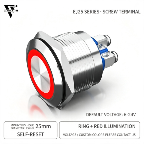25mm led Momentary Screw Terminals metal push button switch Stainless Steel