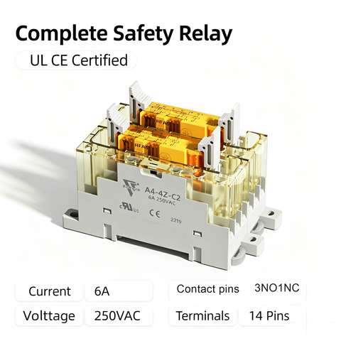 Mandatory guided contact elevator multi contact safety relay base Safety relay HFA6 HFA4