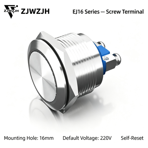 16mm led push button switch screw contact pins one normally open