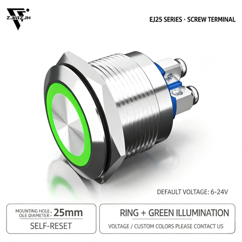 25mm led Momentary Screw Terminals metal push button switch Stainless Steel