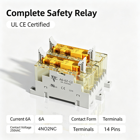 Mandatory guided contact elevator multi contact safety relay base Safety relay HFA6 HFA4