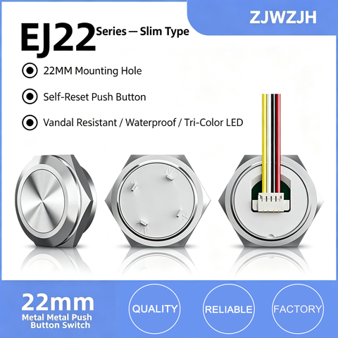 22mm ultra-thin metal push button switch momentary reset switch