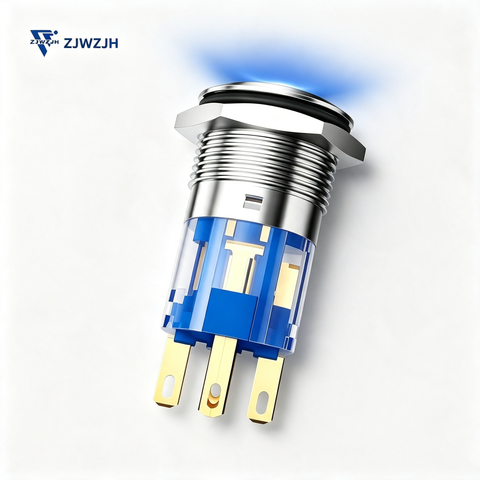 16mm led push button switch metal power ring illuminated switch
