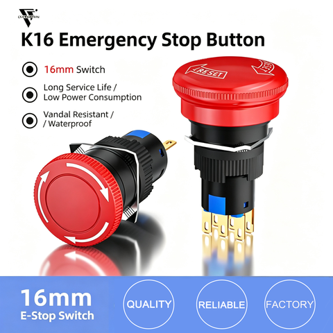 16mm mushroom emergency stop switch