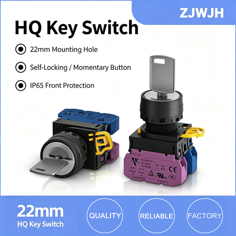 22mm key switch momentary/latching 2positions/3positions